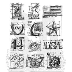 Tim Holtz Stampers Anonymous Cling Mount Stamp Mini Blueprints #2