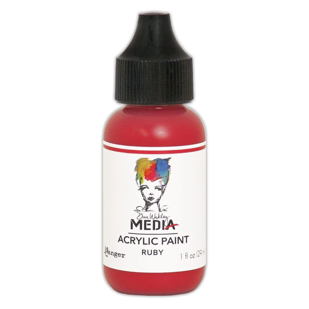 Dina Wakley Media Acrylic Paint Ruby, 1oz 3 Dina Wakley Media Acrylic Paint Ruby, 1oz