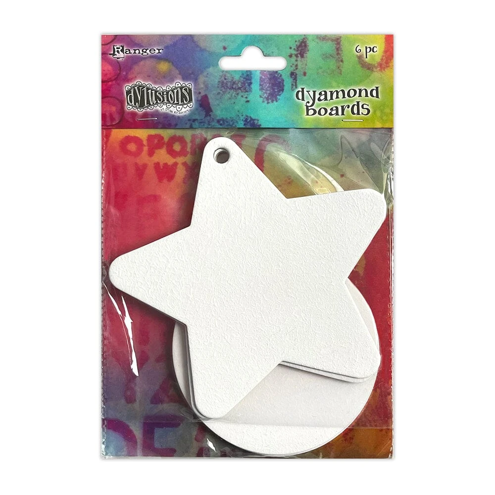 Dylusions Dyamond Boards - Large Baubles & Stars 3 Dylusions Dyamond Boards - Large Baubles & Stars