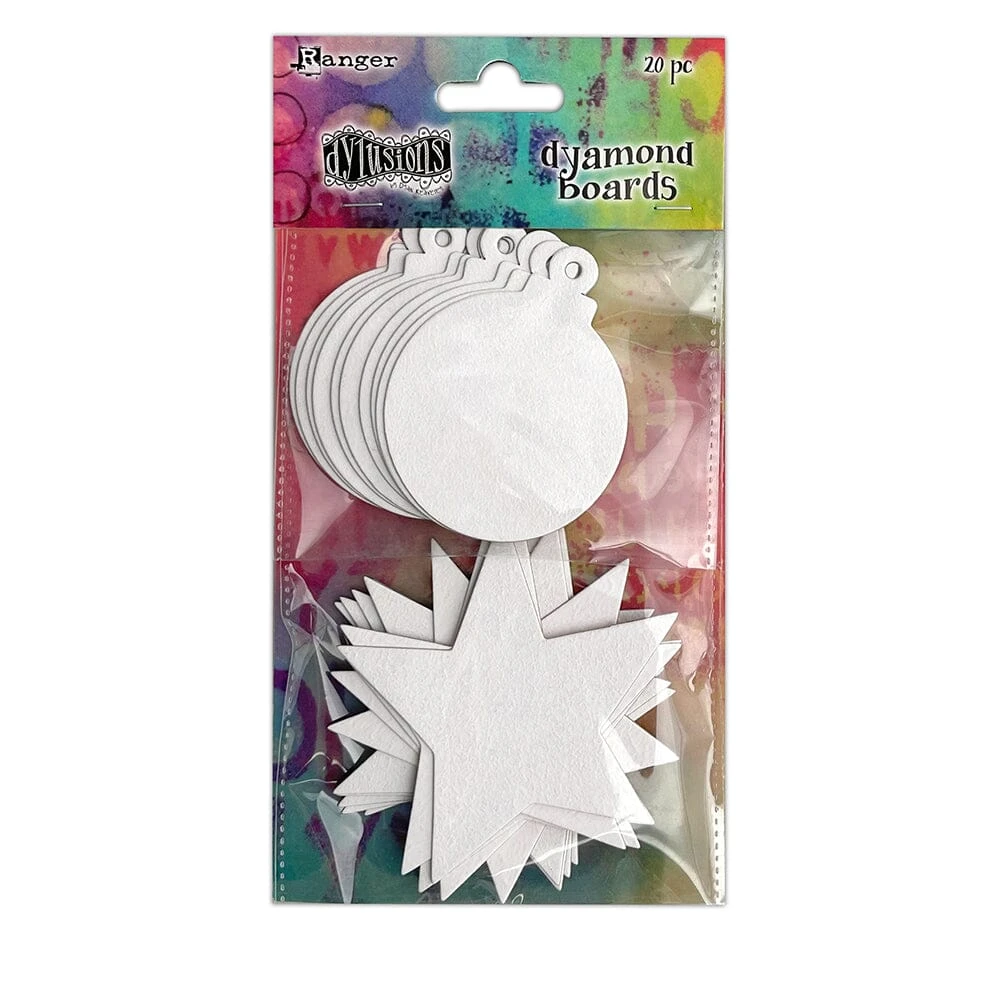 Dylusions Dyamond Boards - Small Baubles & Stars 3 Dylusions Dyamond Boards - Small Baubles & Stars