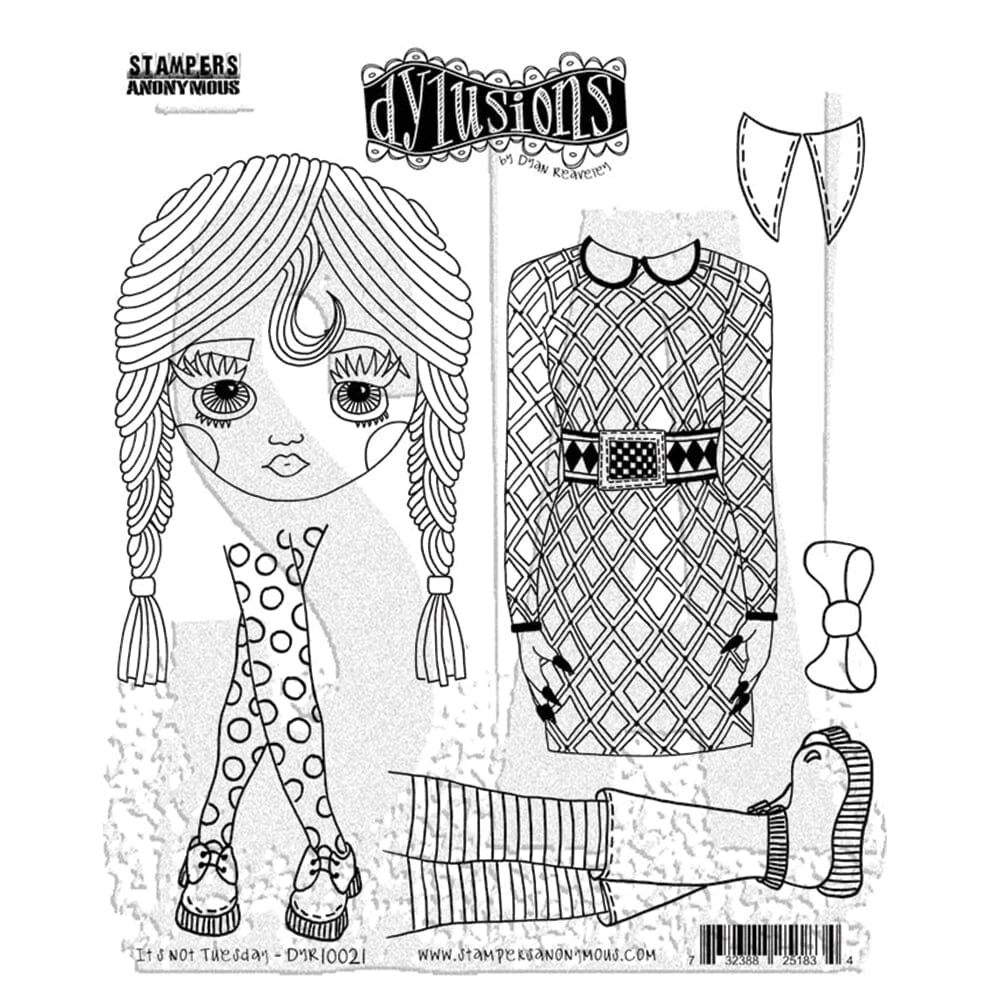 Dylusions Stampers Anonymous Cling Mount Stamp It's Not Tuesday 3 Dylusions Stampers Anonymous Cling Mount Stamp It's Not Tuesday