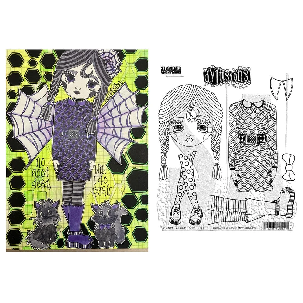 Dylusions Stampers Anonymous Cling Mount Stamp It's Not Tuesday 4 Dylusions Stampers Anonymous Cling Mount Stamp It's Not Tuesday - Image 2