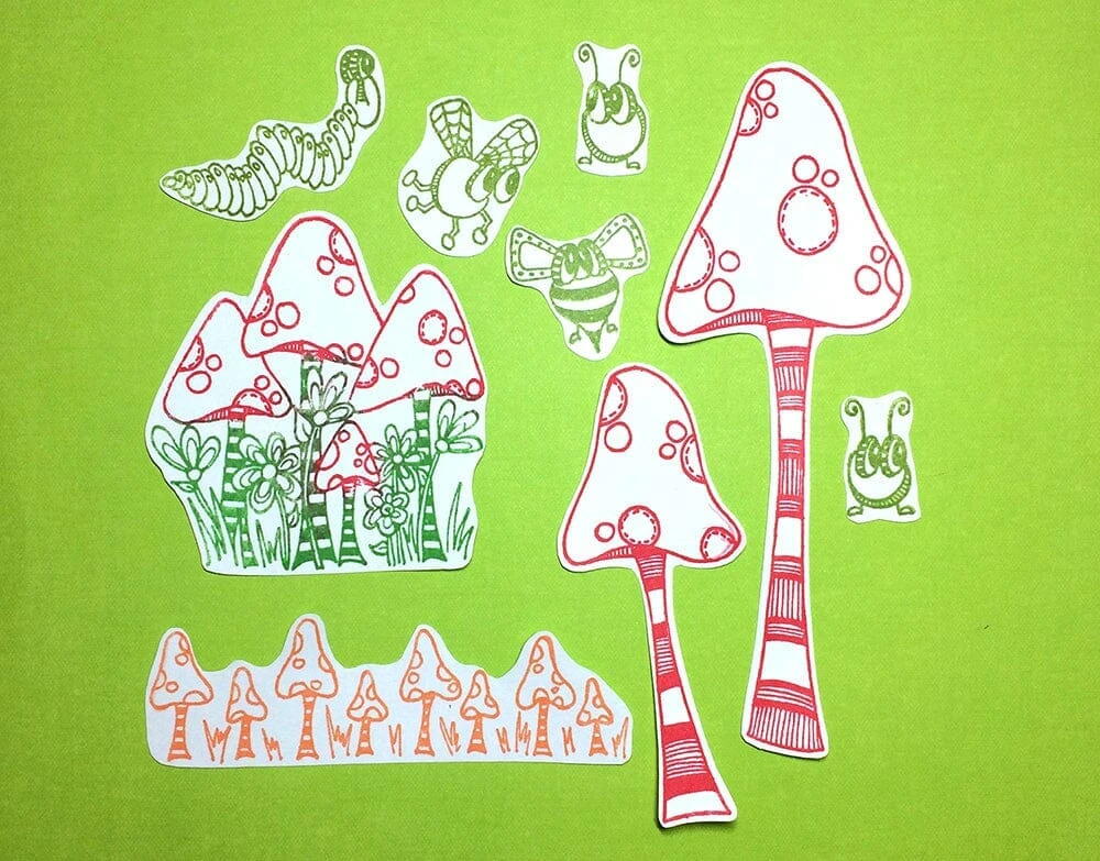 Dylusions Cling Mount Stamps Toadstool Town 4 Dylusions Cling Mount Stamps Toadstool Town - Image 2