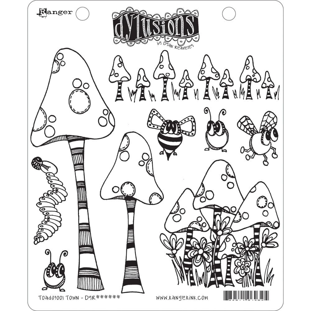 Dylusions Cling Mount Stamps Toadstool Town 3 Dylusions Cling Mount Stamps Toadstool Town