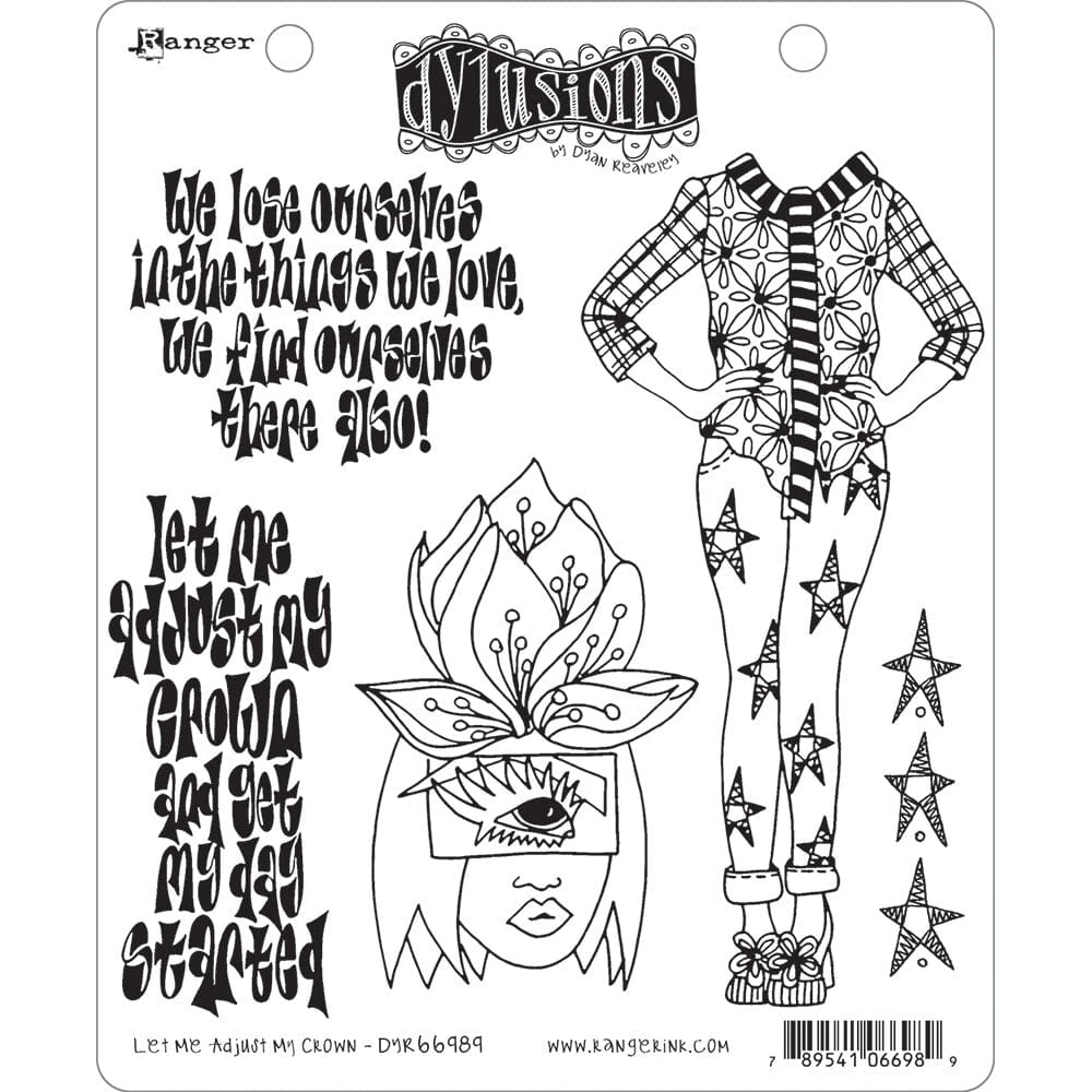 Dylusions Cling Mount Stamps Let Me Adjust My Crown 3 Dylusions Cling Mount Stamps Let Me Adjust My Crown