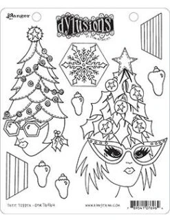 Dylusions Cling Mount Stamps Tree Topper