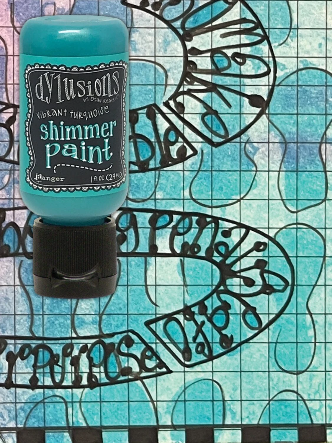 Dylusions Shimmer Paint Vibrant Turquoise, 1oz 4 Dylusions Shimmer Paint Vibrant Turquoise, 1oz - Image 2