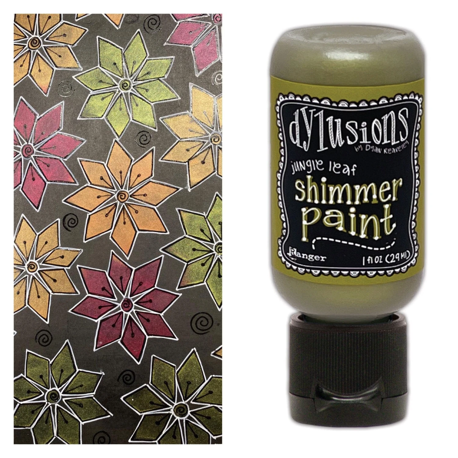 Dylusions Shimmer Paint Jungle Leaf, 1oz 4 Dylusions Shimmer Paint Jungle Leaf, 1oz - Image 2