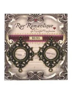 Rue Romantique Small Diamond Filigree Brass Open Bezel, 2 Pc.