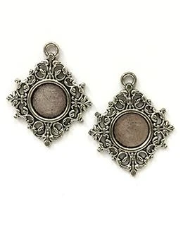 Rue Romantique Small Diamond Filigree Silver Closed Bezel, 2 Pc. 4 Rue Romantique Small Diamond Filigree Silver Closed Bezel, 2 Pc. - Image 2