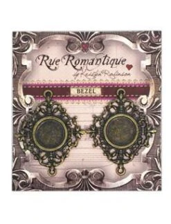 Rue Romantique Small Diamond Filigree Brass Closed Bezel, 2 Pc.