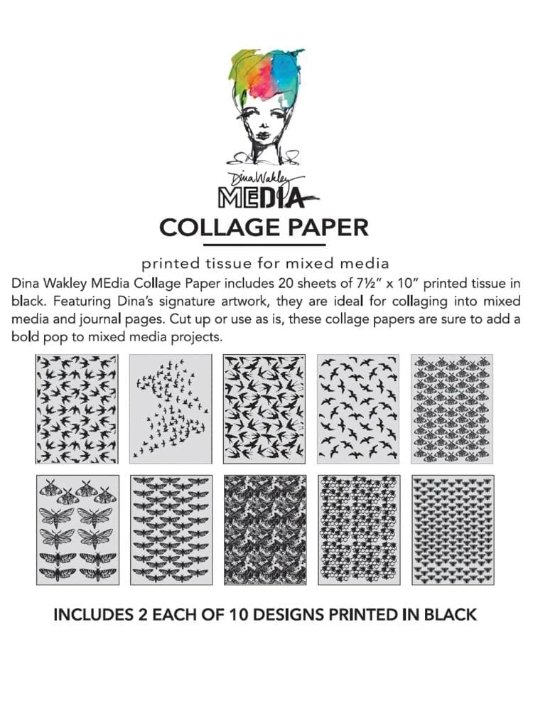 Dina Wakley Media Collage Paper - Flying Things 5 Dina Wakley Media Collage Paper - Flying Things - Image 3