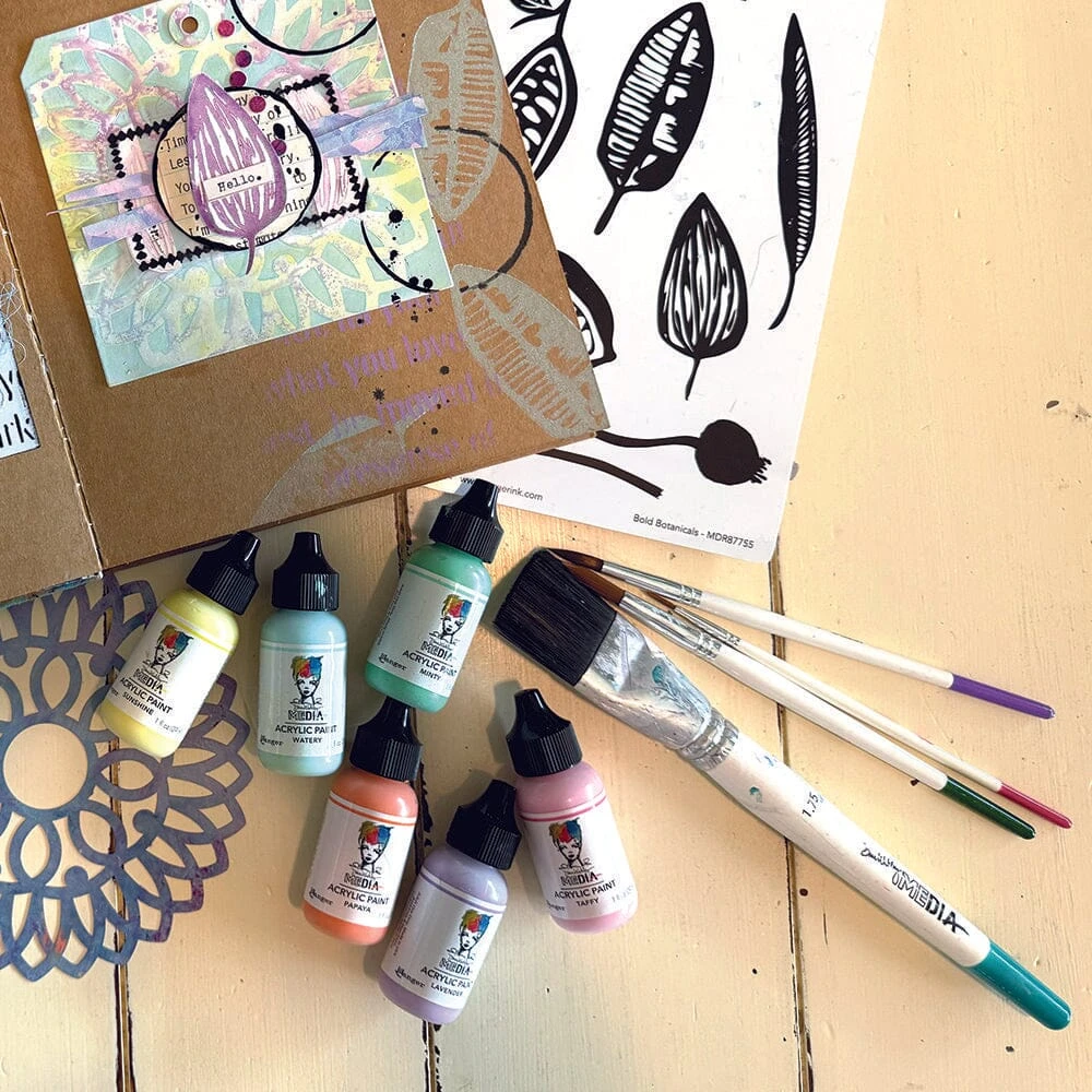 Dina Wakley MEdia Stiff Bristle Brush 1.75" 4 Dina Wakley MEdia Stiff Bristle Brush 1.75" - Image 2