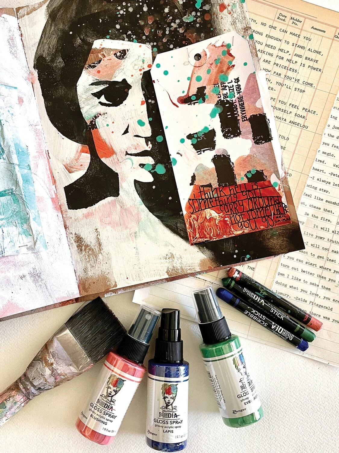 Dina Wakley Media Gloss Spray Blushing, 2oz 4 Dina Wakley Media Gloss Spray Blushing, 2oz - Image 2