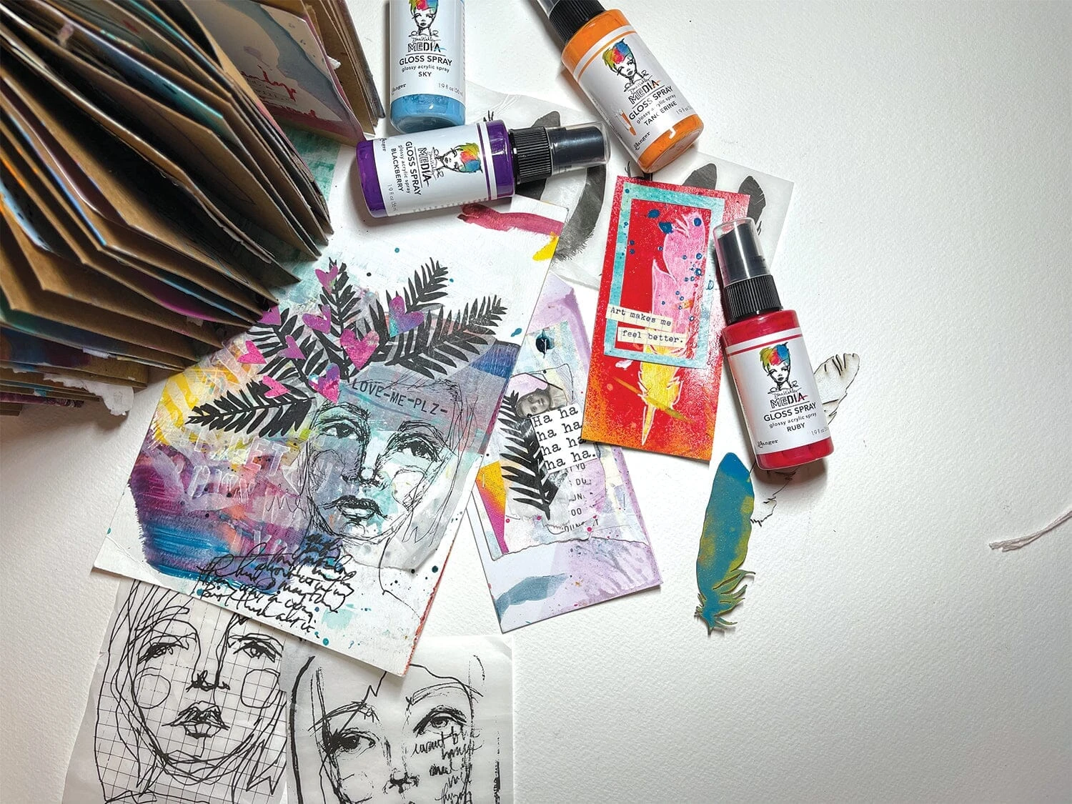 Dina Wakley Media Gloss Spray Ruby, 2oz 4 Dina Wakley Media Gloss Spray Ruby, 2oz - Image 2