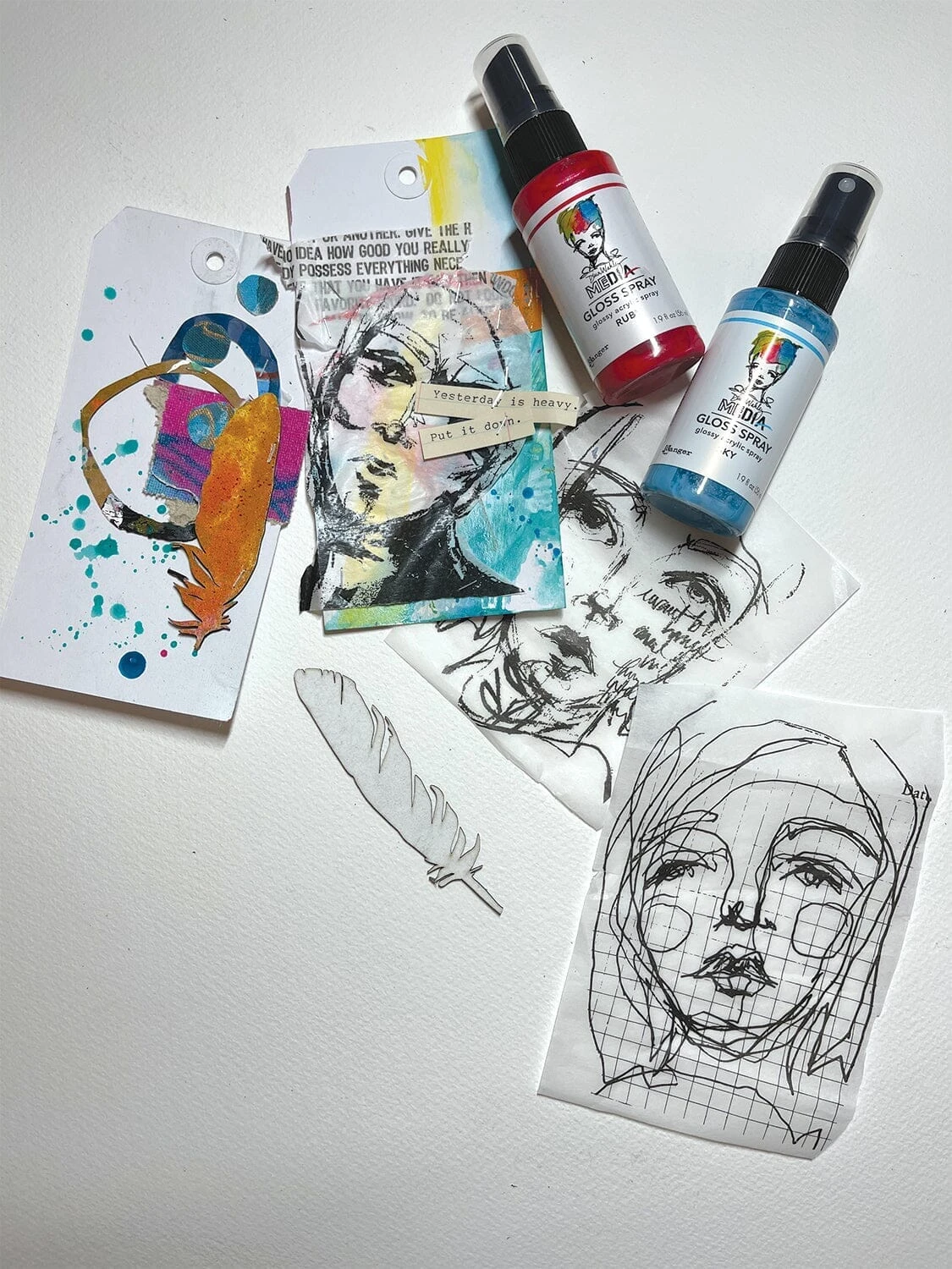 Dina Wakley Media Gloss Spray Sky, 2oz 4 Dina Wakley Media Gloss Spray Sky, 2oz - Image 2