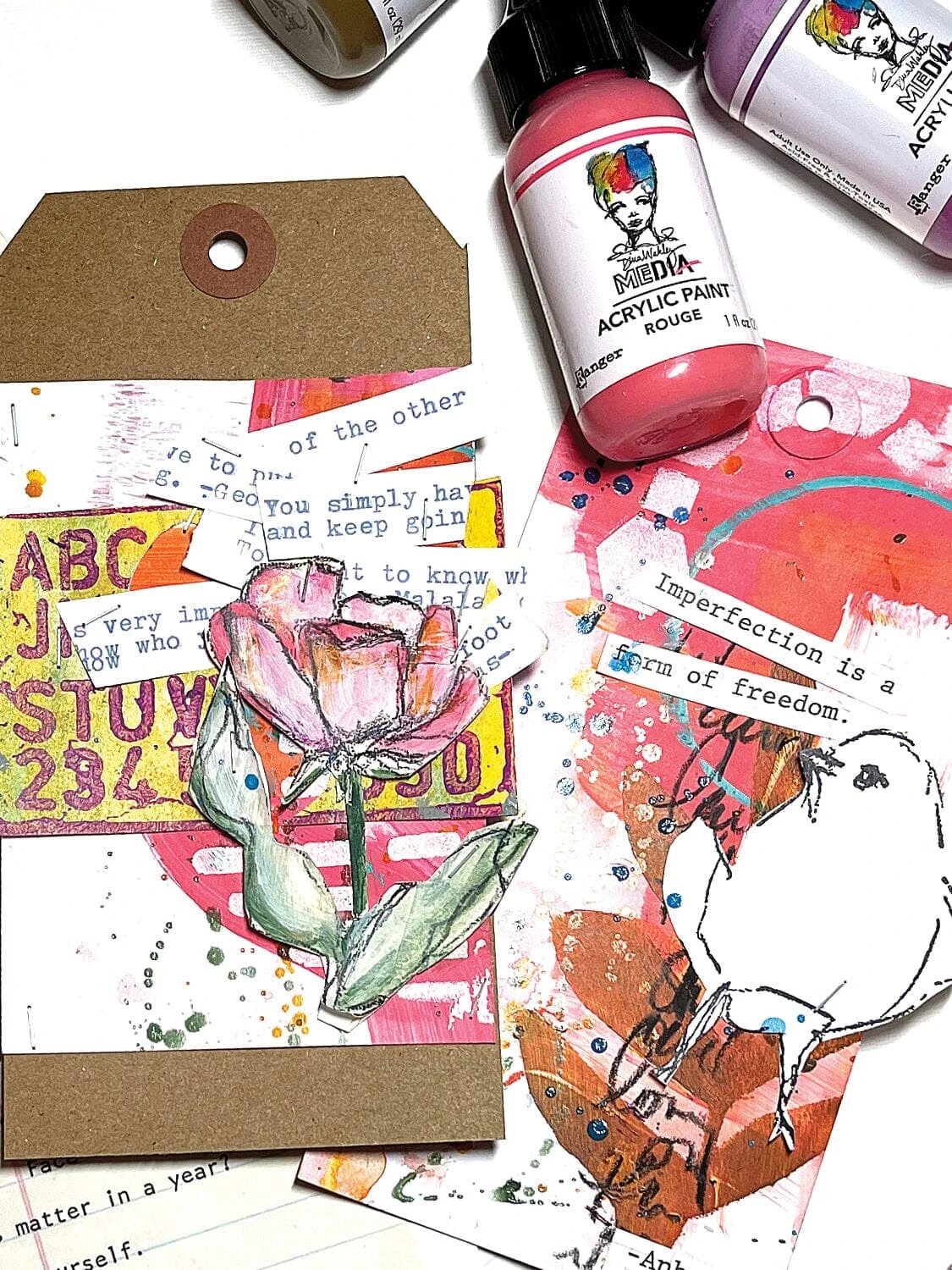 Dina Wakley MEdia Acrylic Paint Rouge, 1oz 4 Dina Wakley MEdia Acrylic Paint Rouge, 1oz - Image 2