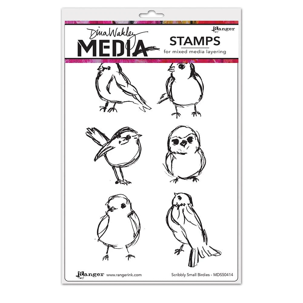 Dina Wakley Media Stamps Scribbly Small Birds 3 Dina Wakley Media Stamps Scribbly Small Birds