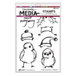 Dina Wakley Media Stamp Scribbly Holiday Birdie 2