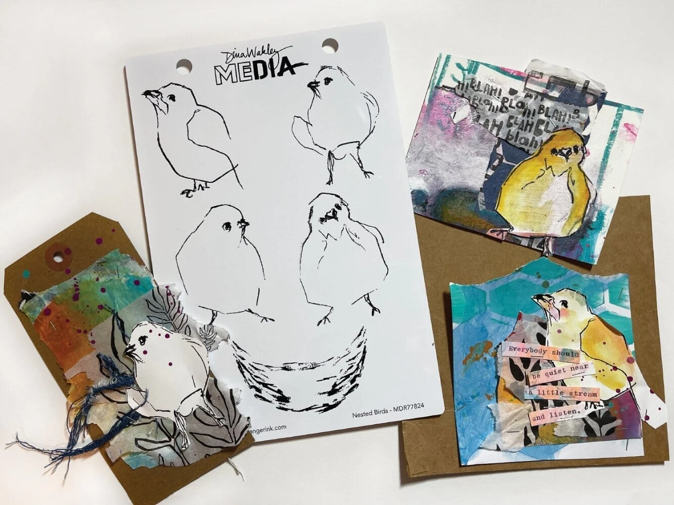 Dina Wakley MEdia Stamp Nested Birds 4 Dina Wakley MEdia Stamp Nested Birds - Image 2