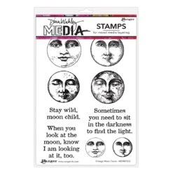 Dina Wakley MEdia Stamp - Vintage Moon Faces