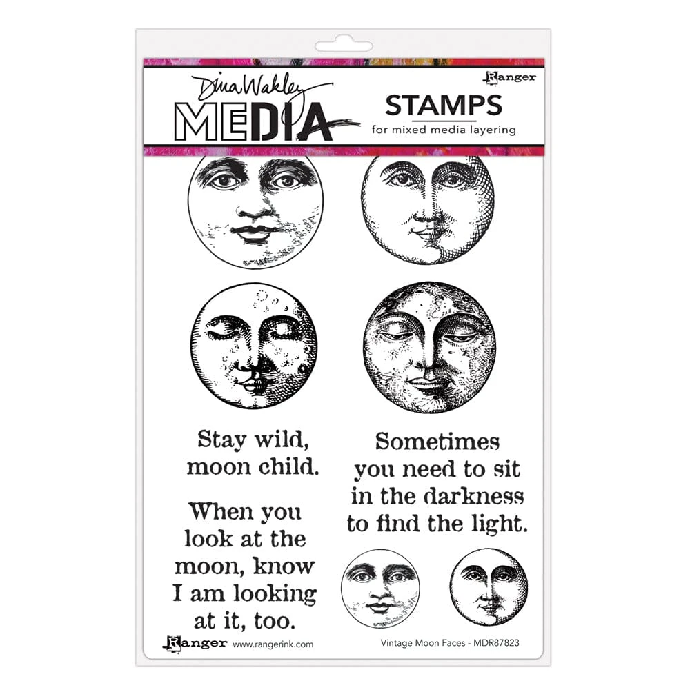 Dina Wakley MEdia Stamp - Vintage Moon Faces 3 Dina Wakley MEdia Stamp - Vintage Moon Faces