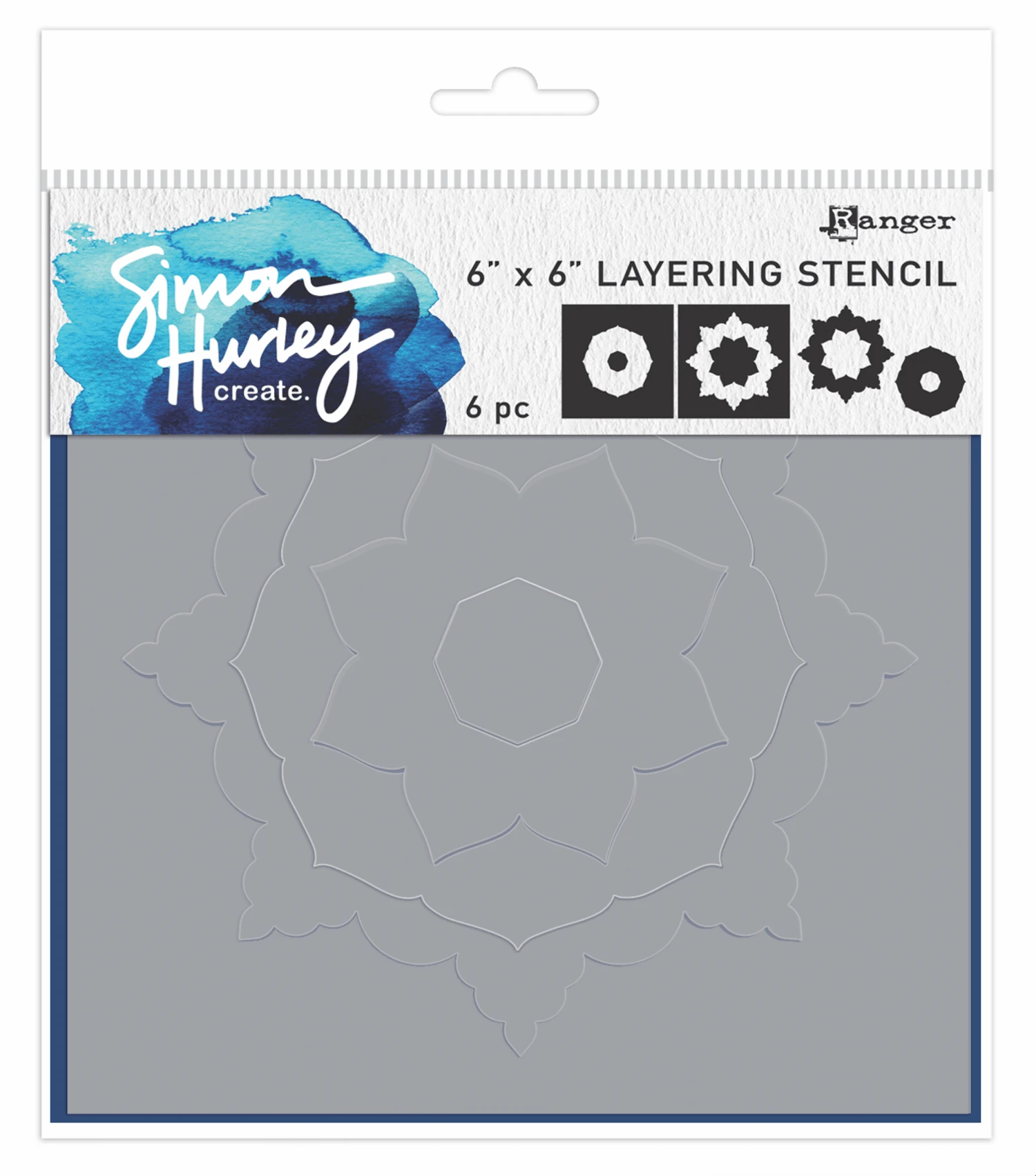 Simon Hurley Create. Layering Stencil 6x6 Flowering Mandala 3 Simon Hurley Create. Layering Stencil 6x6 Flowering Mandala