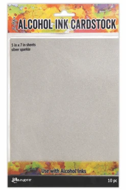 Tim Holtz® Alcohol Ink Cardstock Silver Sparkle, 10pc