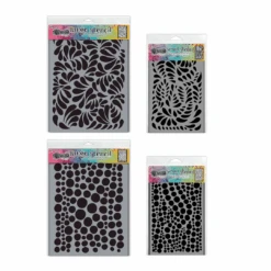 Dylusions Stencil Small & Large Drip Drops And Brush Strokes Bundle