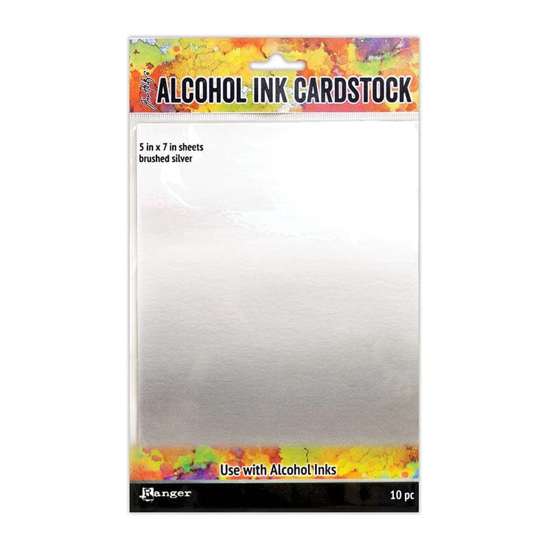 Tim Holtz® Alcohol Ink Cardstock Brushed Silver, 10pc 3 Tim Holtz® Alcohol Ink Cardstock Brushed Silver, 10pc