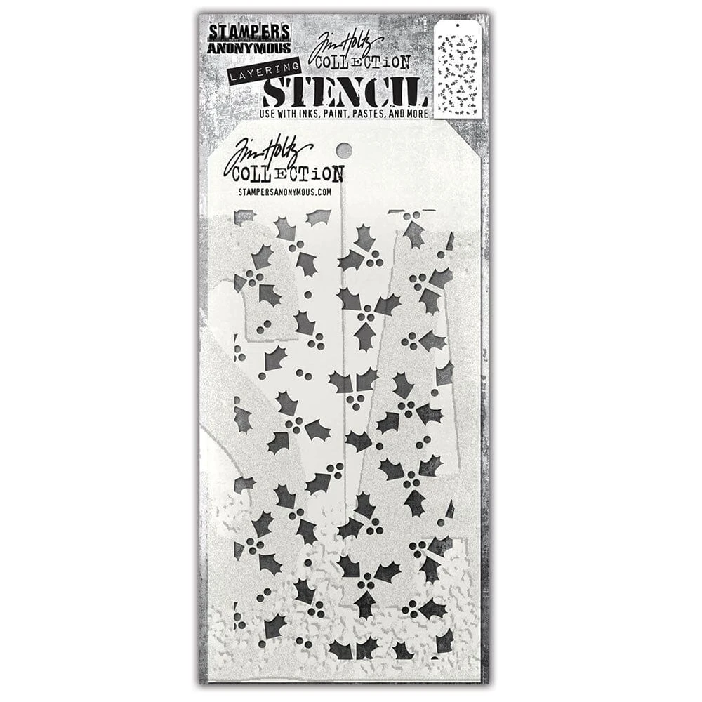 Tim Holtz Stampers Anonymous Layering Stencil Tiny Holly 3 Tim Holtz Stampers Anonymous Layering Stencil Tiny Holly
